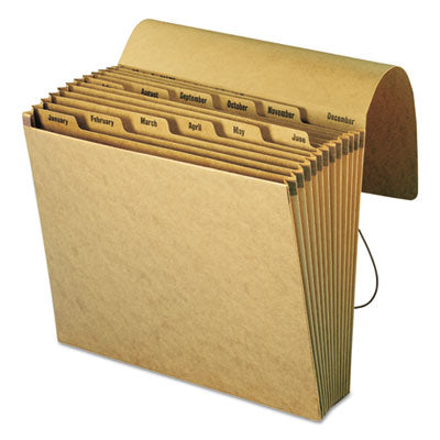 Smead™ Indexed Expanding Kraft Files, 12 Sections, Elastic Cord Closure, 1/12-Cut Tabs, Letter Size, Kraft Flipcost Flipcost