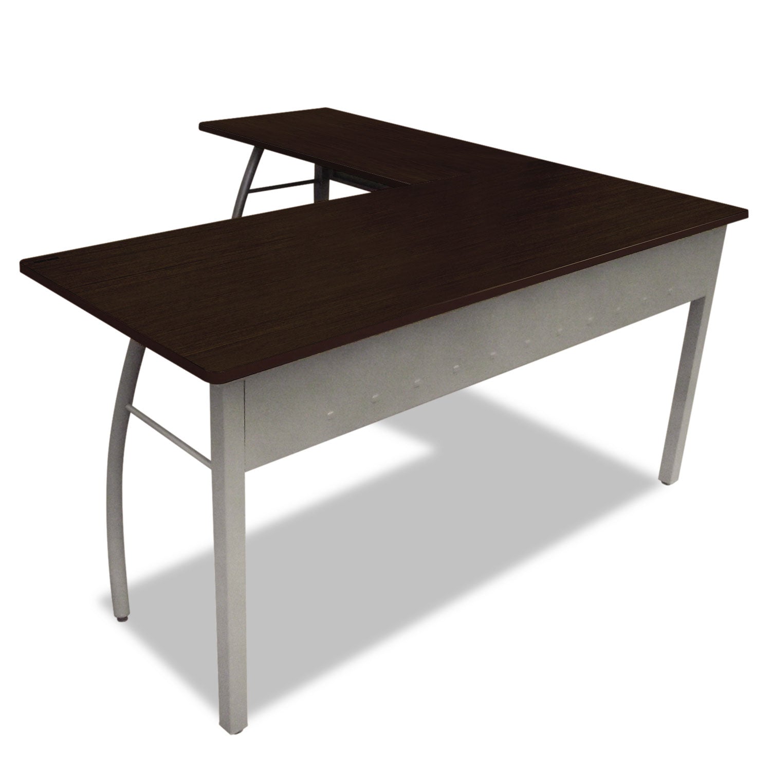 Trento Line L-Shaped Desk, 59.13" x 59.13" x 29.5", Mocha/Gray