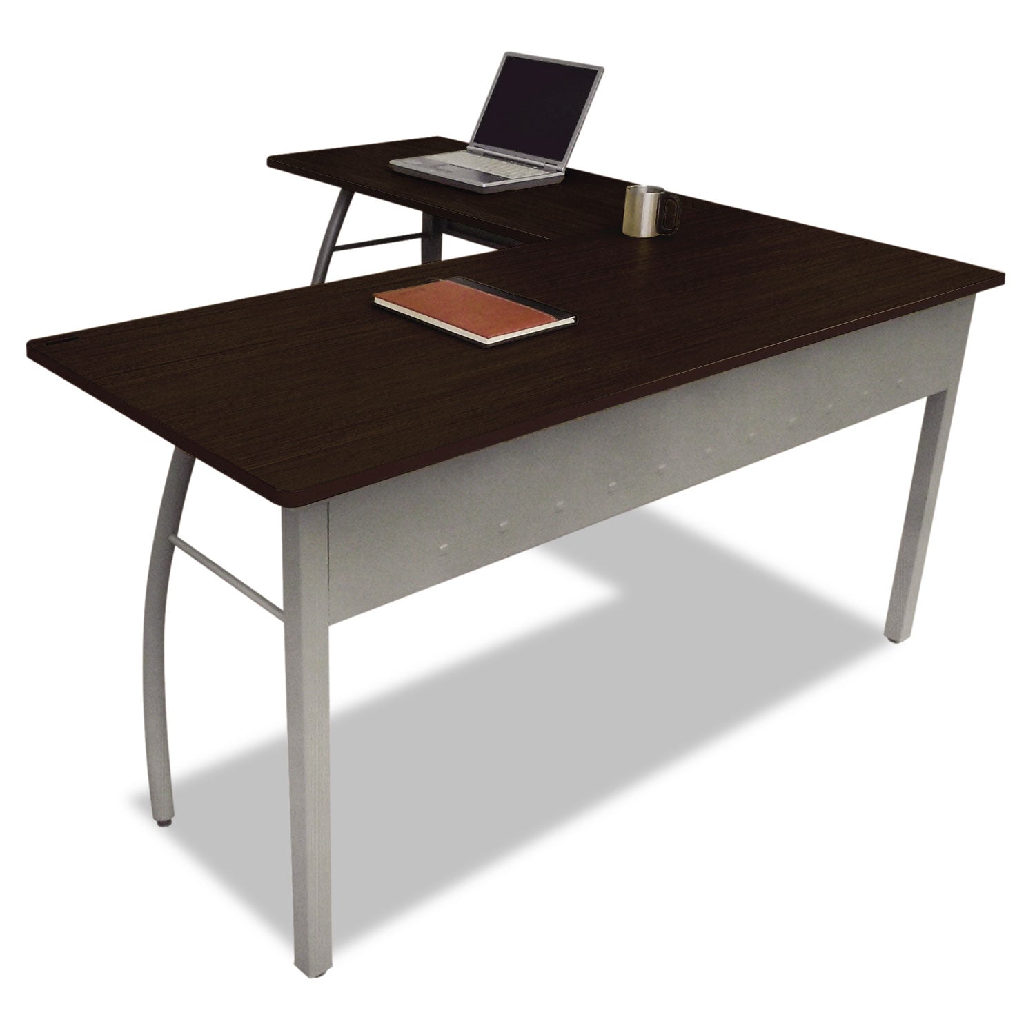 Linea Italia® Trento Line L-Shaped Desk, 59.13" x 59.13" x 29.5", Mocha/Gray