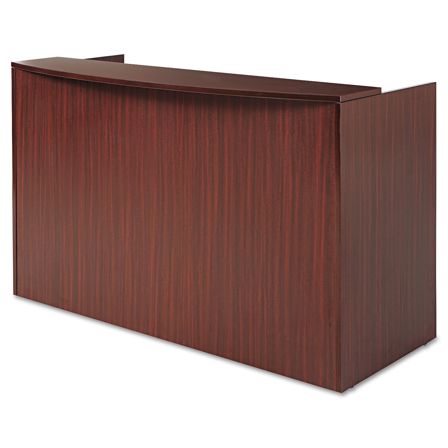 Alera® Alera Valencia Series Reception Desk with Transaction Counter, 71" x 35.5" x 29.5" to 42.5", Mahogany