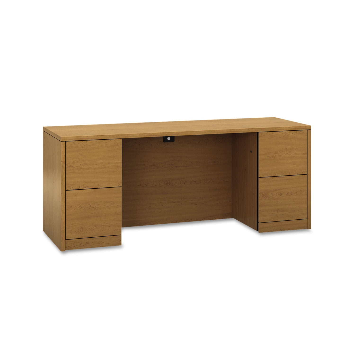 10500 Series Kneespace Credenza With Full-Height Pedestals, 72w x 24d x 29.5h, Harvest