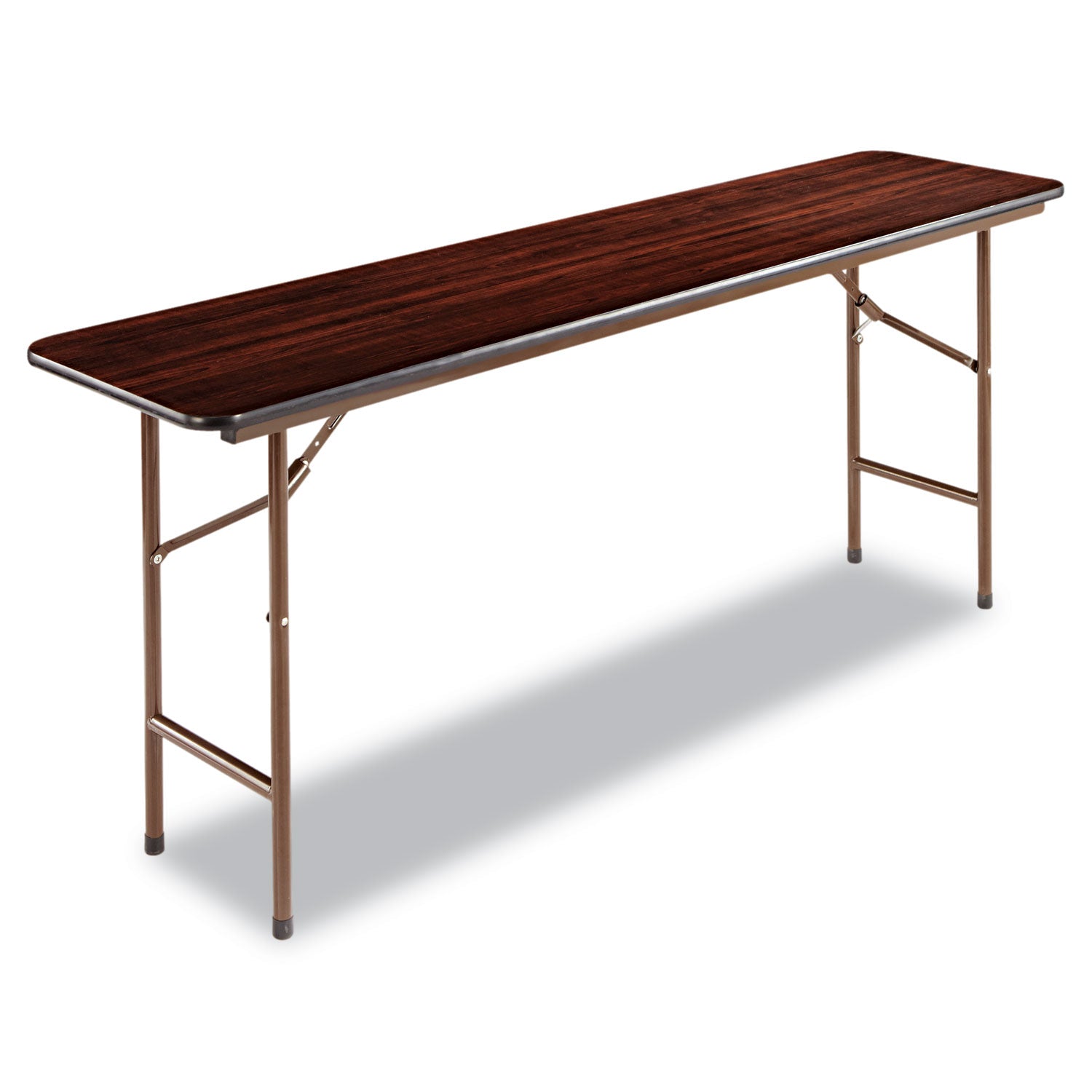 Alera® Wood Folding Table, Rectangular, 71.88w x 17.75d x 29.13h, Mahogany