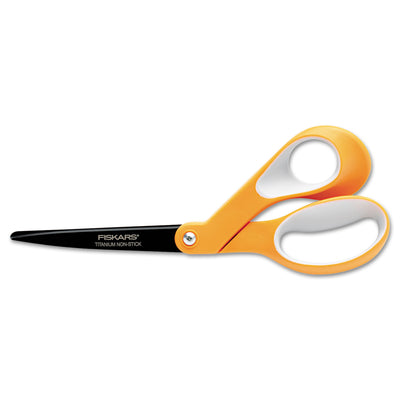 Premier Non-Stick Titanium Softgrip Scissors, 8" Long, 3.1" Cut Length, Orange/Gray Offset Handle Flipcost Flipcost