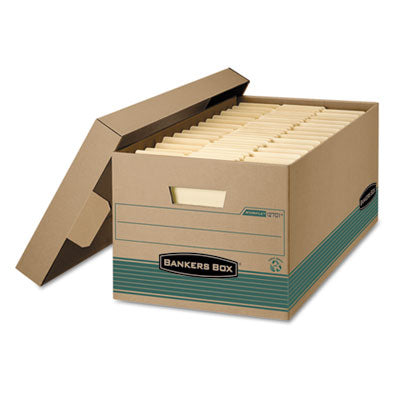 STOR/FILE Medium-Duty 100% Recycled Storage Boxes, Letter Files, 12.88" x 25.38" x 10.25", Kraft/Green, 12/Carton Flipcost Flipcost