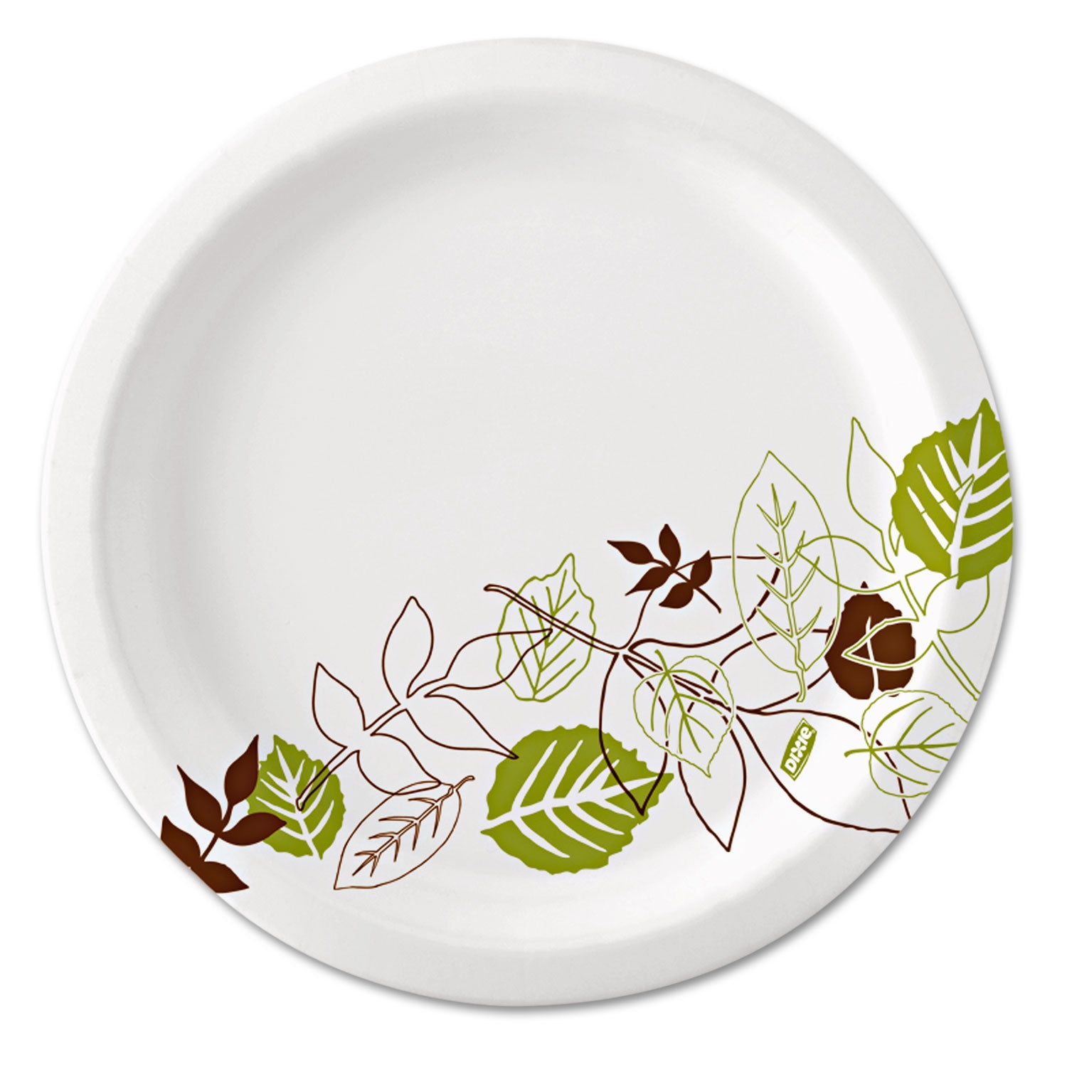 Pathways Soak Proof Shield Heavyweight Paper Plates, WiseSize, 10.13" dia, Green/Burgundy, 500/Carton