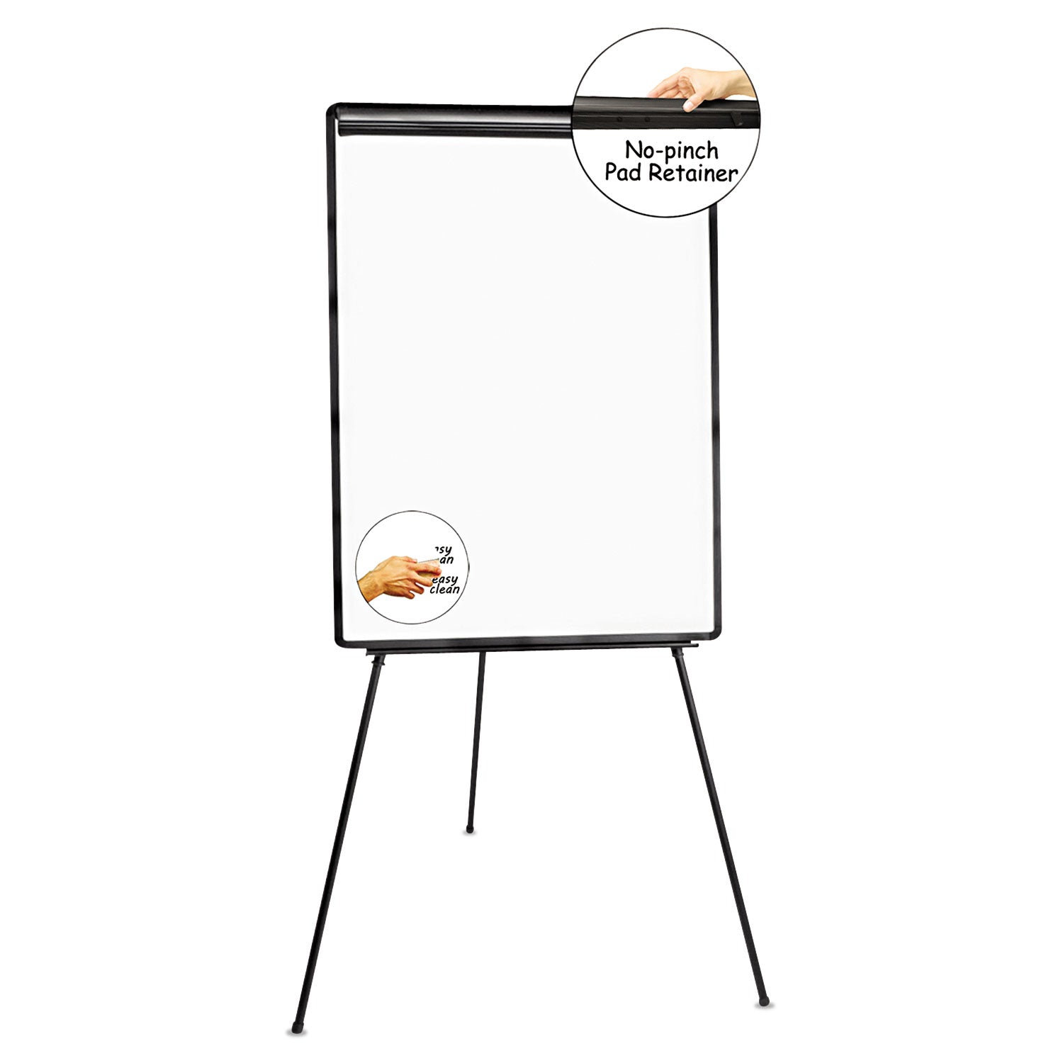 Universal® Dry Erase Board with Tripod Easel, 29 x 41, White Surface, Black Frame