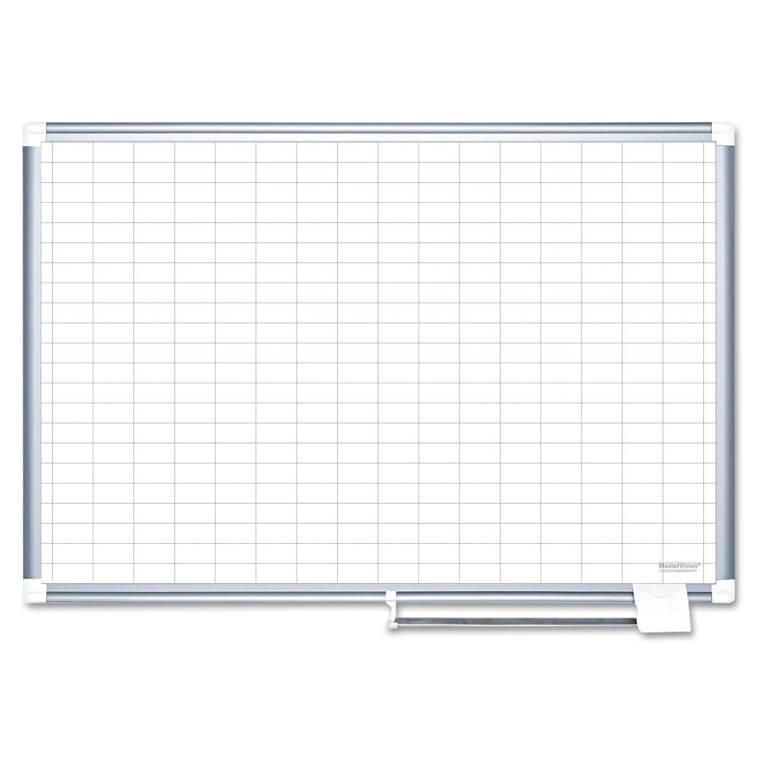 Gridded Magnetic Porcelain Dry Erase Planning Board, 1 x 2 Grid, 72 x 48, White Surface, Silver Aluminum Frame