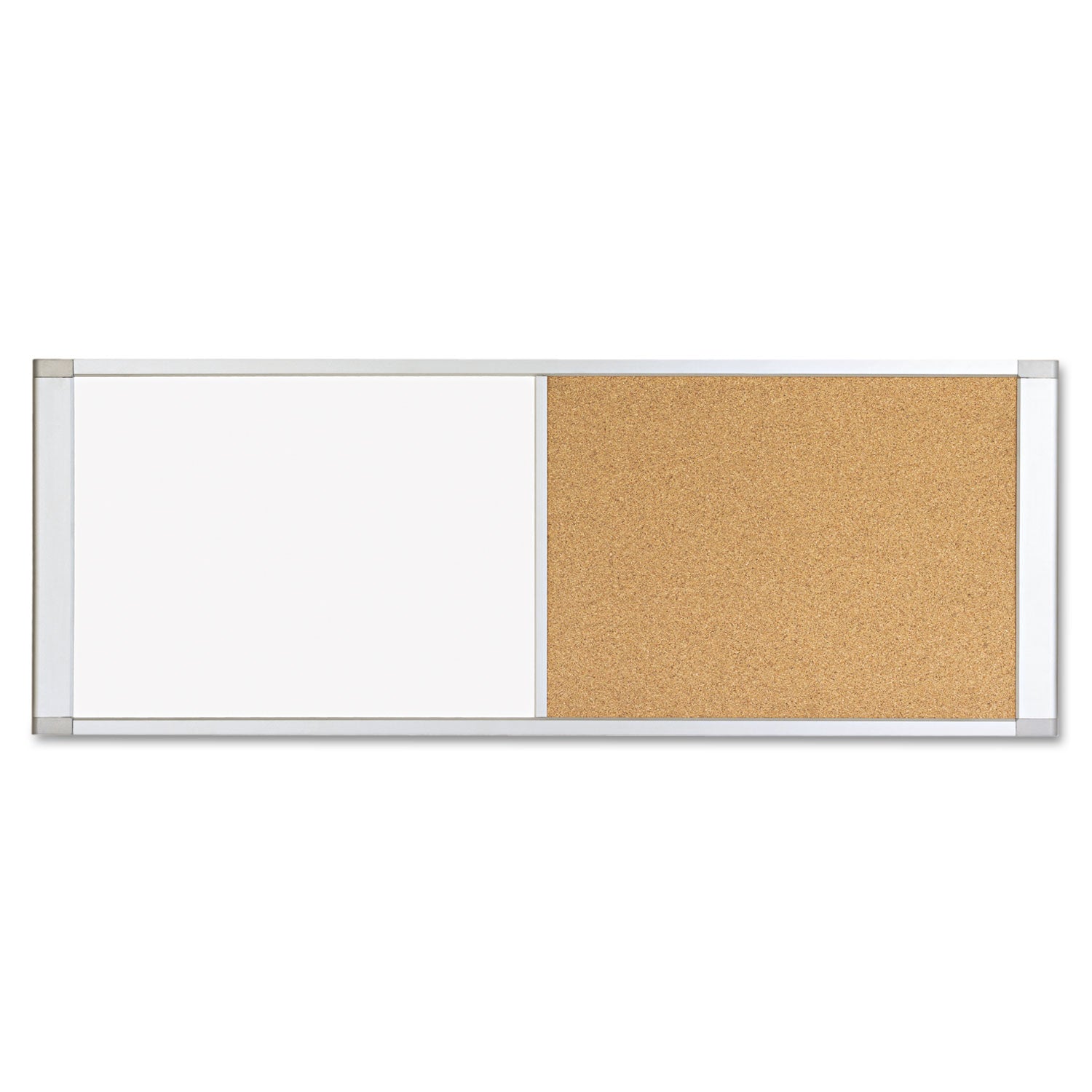 Combo Cubicle Workstation Dry Erase/Cork Board, 48 x 18, Tan/White Surface, Aluminum Frame