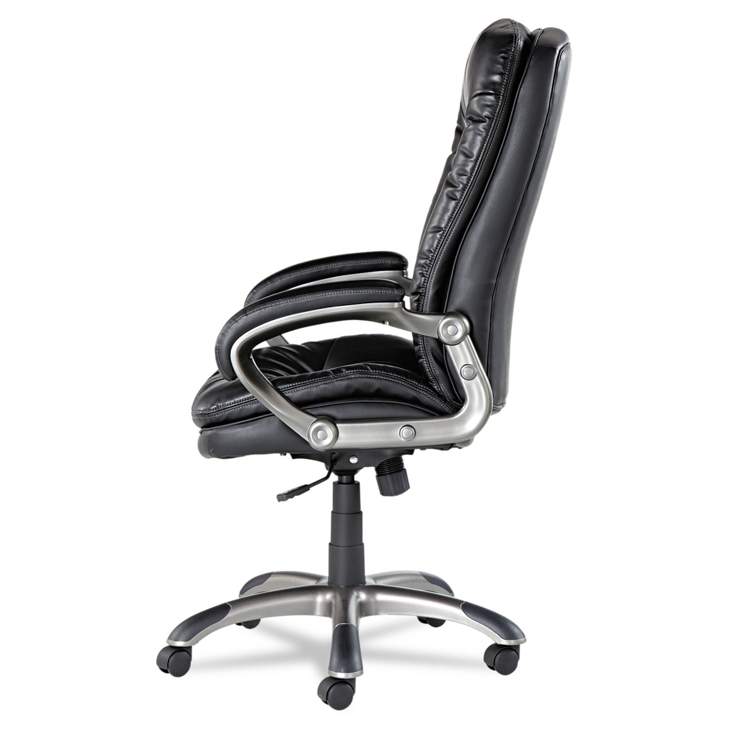 OIF Executive Swivel/Tilt Bonded Leather High-Back Chair, Supports Up to 250 lb, 18.50" to 21.65" Seat Height, Black