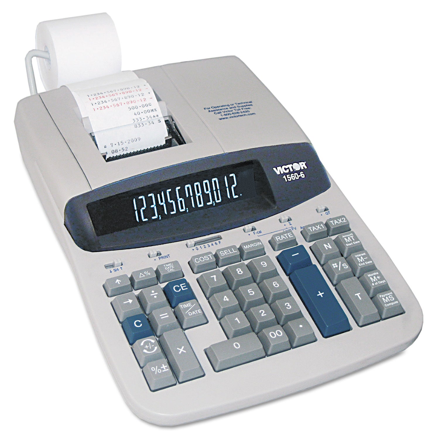 1560-6 Two-Color Ribbon Printing Calculator, Black/Red Print, 5.2 Lines/Sec