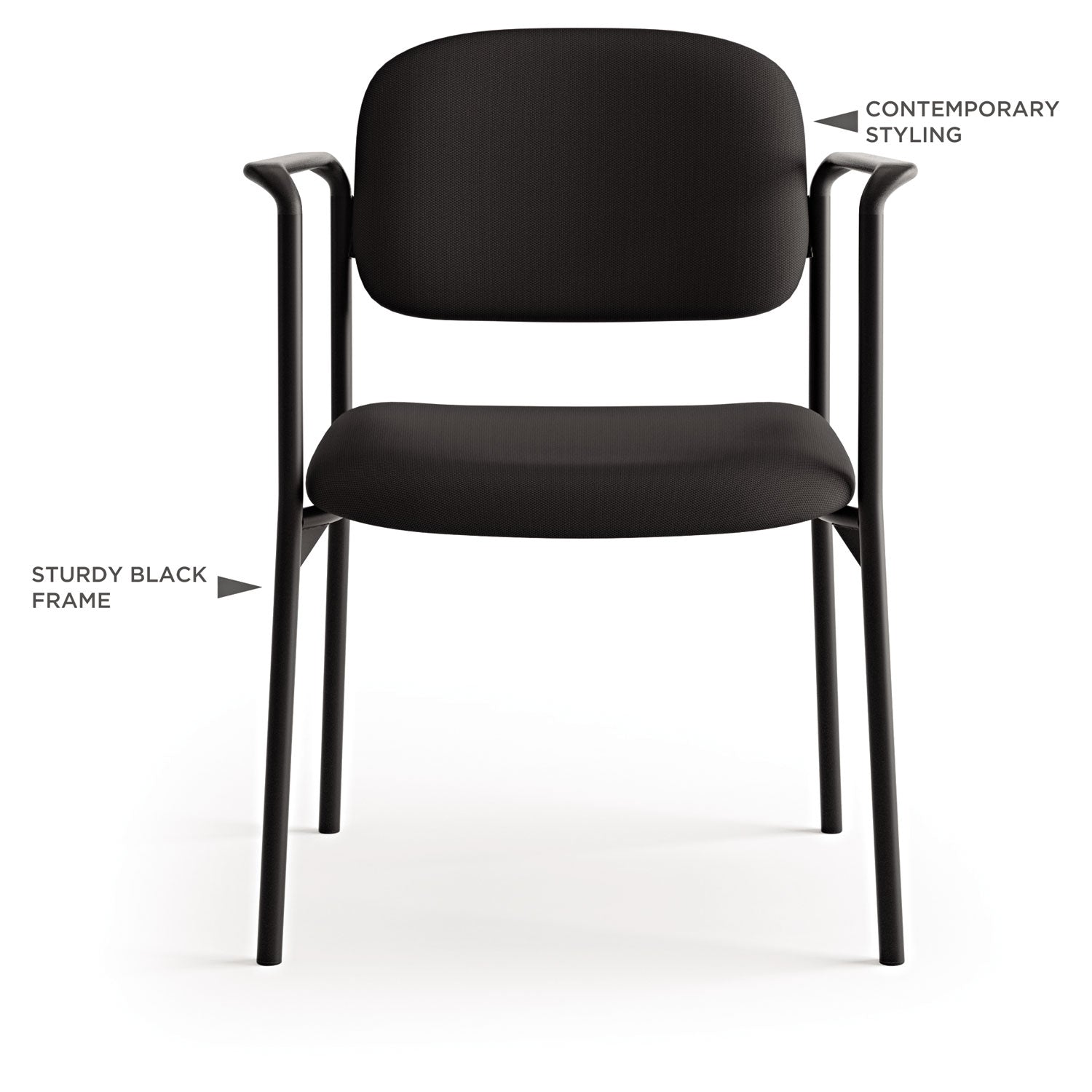 VL616 Stacking Guest Chair with Arms, Fabric Upholstery, 23.25" x 21" x 32.75", Charcoal Seat, Charcoal Back, Black Base HON® Flipcost