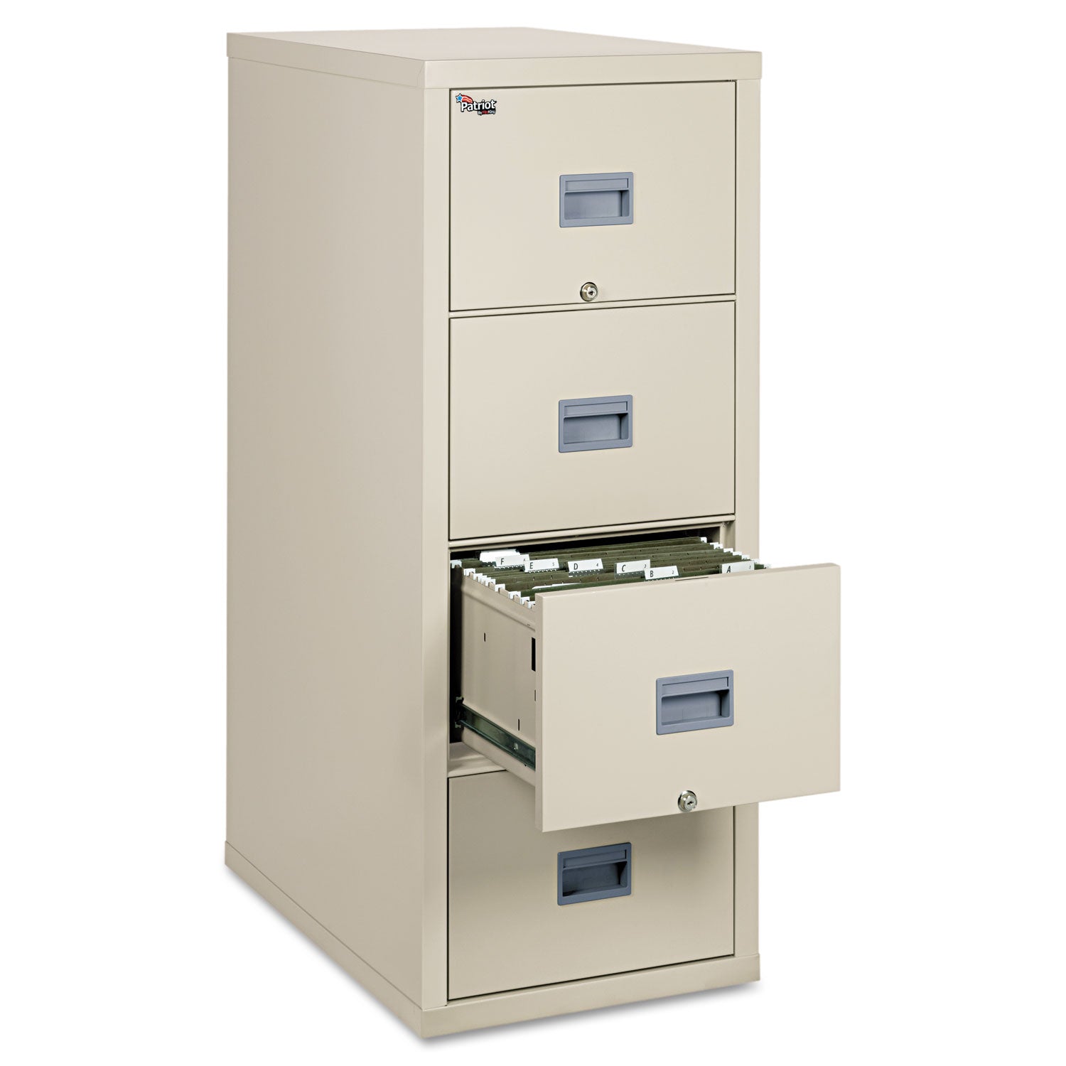 Patriot by FireKing Insulated Fire File, 1-Hour Fire Protection, 4 Letter-Size File Drawers, Parchment, 17.75 x 31.63 x 52.75