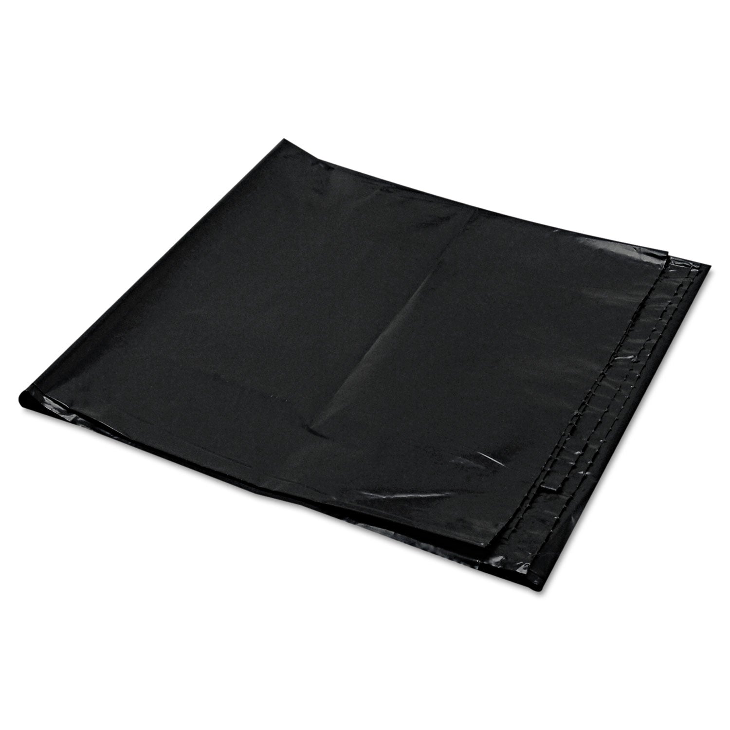 Trinity Plastics Low-Density Can Liners, 56 gal, 1.6 mil, 43" x 47", Black, Flat Pack, 100/Carton