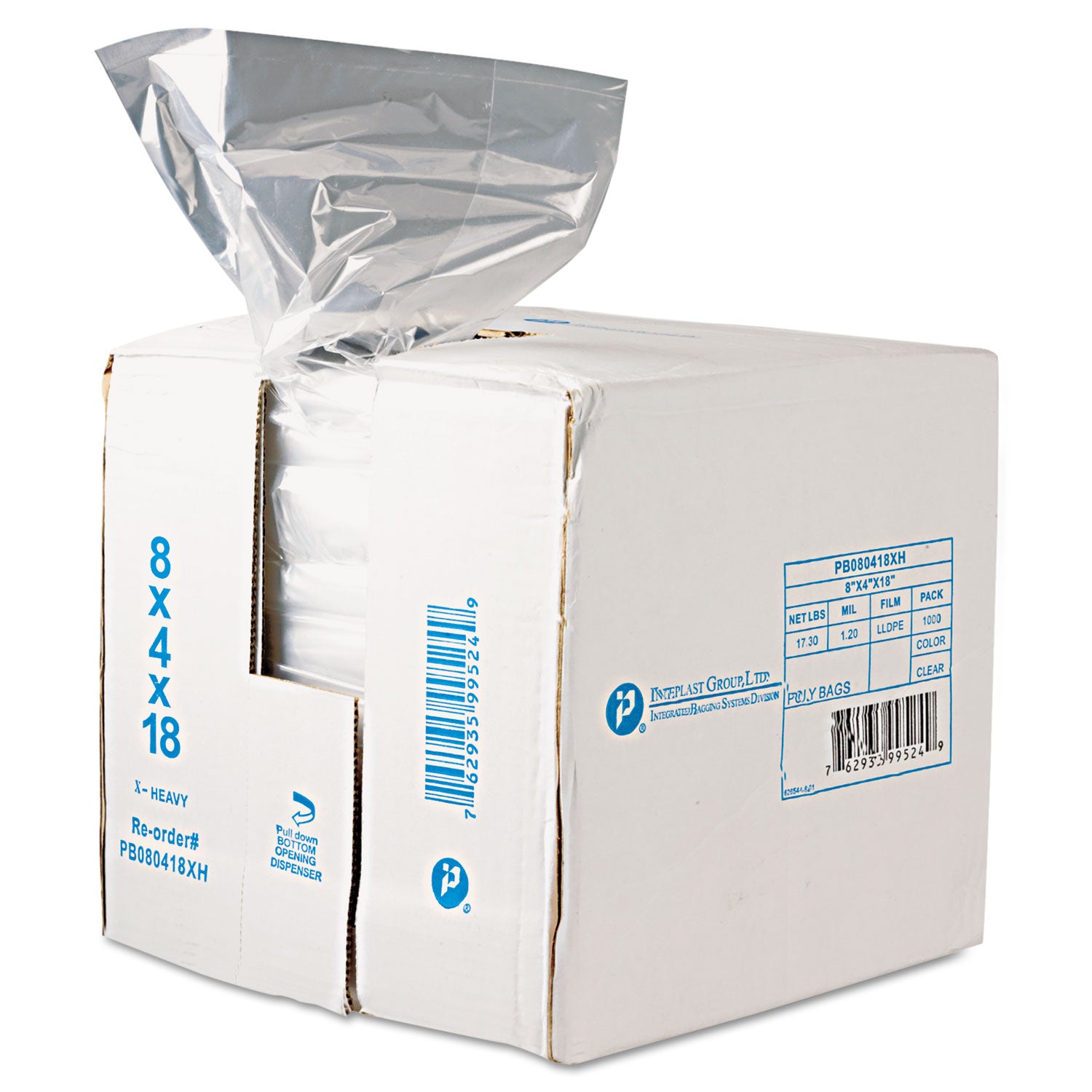 Food Bags, 2 gal, 8" x 4" x 18", Clear, 1,000/Carton