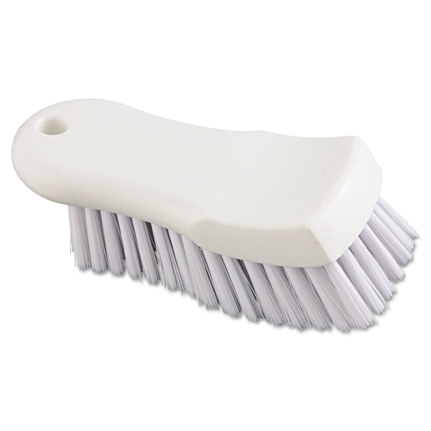 Boardwalk® Scrub Brush, White Polypropylene Bristles, 6" Brush, 6" Handle