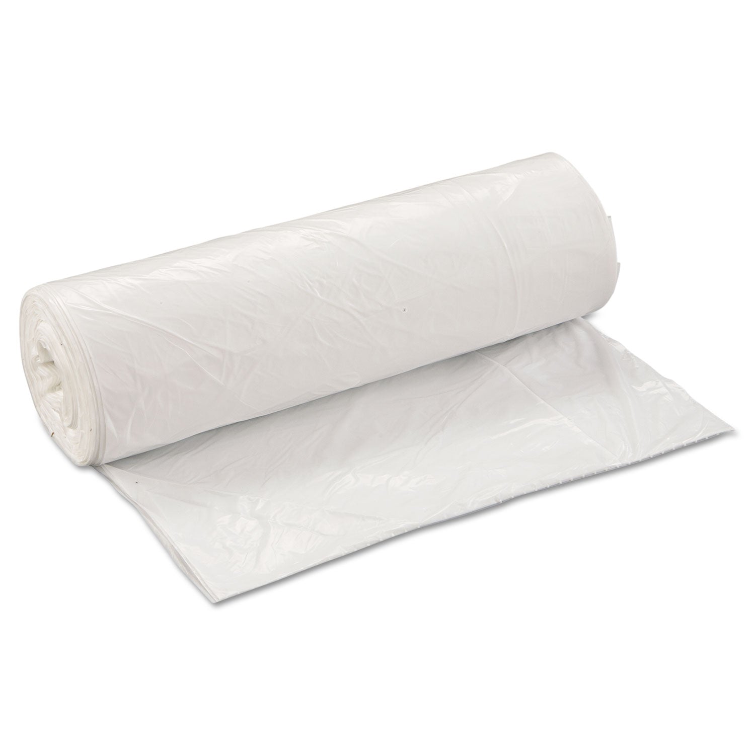 Low-Density Commercial Can Liners, 45 gal, 0.8 mil, 40" x 46", White, Interleaved Roll, 25 Bags/Roll, 4 Rolls/Carton