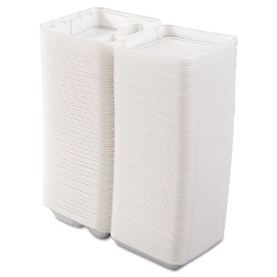 DART Foam Hinged Lid Containers, 3-Compartment, 7.5 x 8 x 2.3, White, 200/Carton - Flipcost