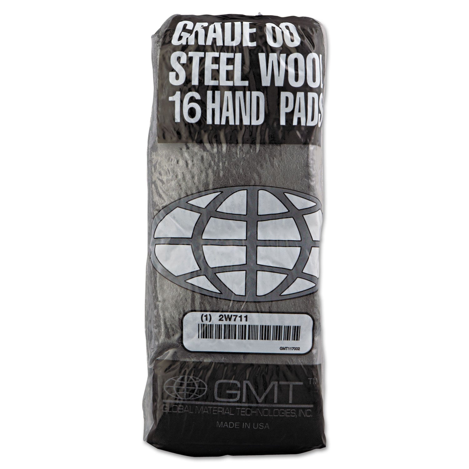 GMT Industrial-Quality Steel Wool Hand Pads, #00 Very Fine, Steel Gray, 16 Pads/Sleeve, 12/Sleeves/Carton