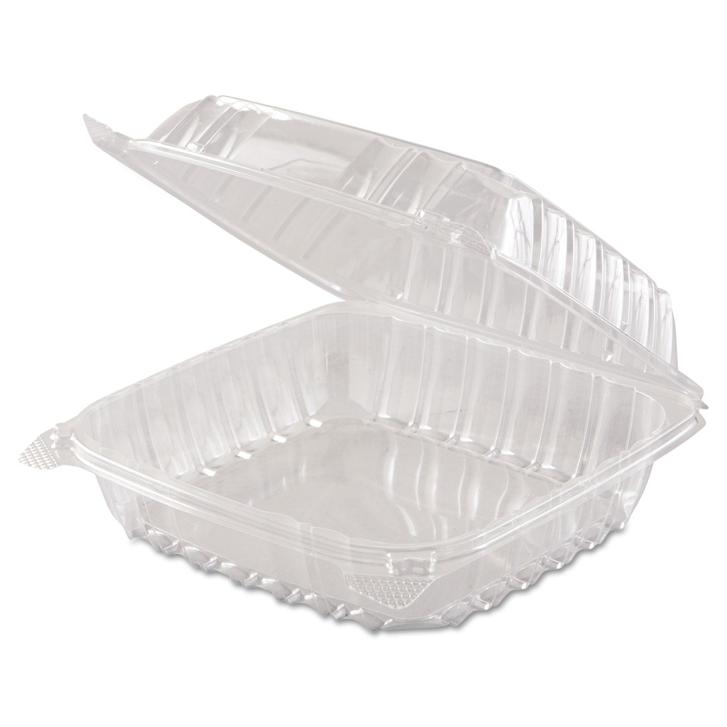 Dart® ClearSeal Hinged-Lid Plastic Containers, 8.3 x 8.3 x 3, Clear, Plastic, 250/Carton