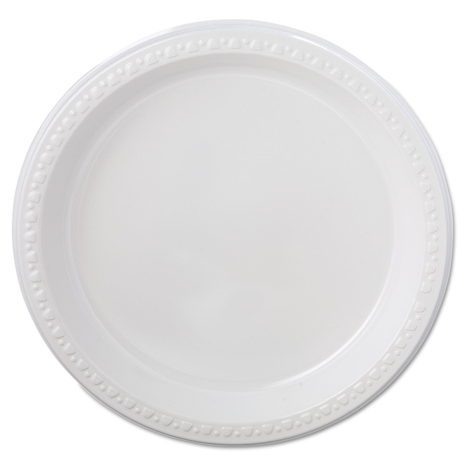 Heavyweight Plastic Plates, 9" dia, White, 125/Pack, 4 Packs/Carton