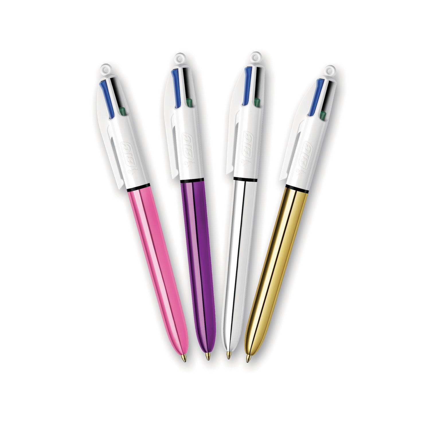 4-Color Multi-Function Ballpoint Pen, Retractable, Medium 1 mm, Black/Blue/Green/Red Ink, Randomly Assorted Barrel Colors