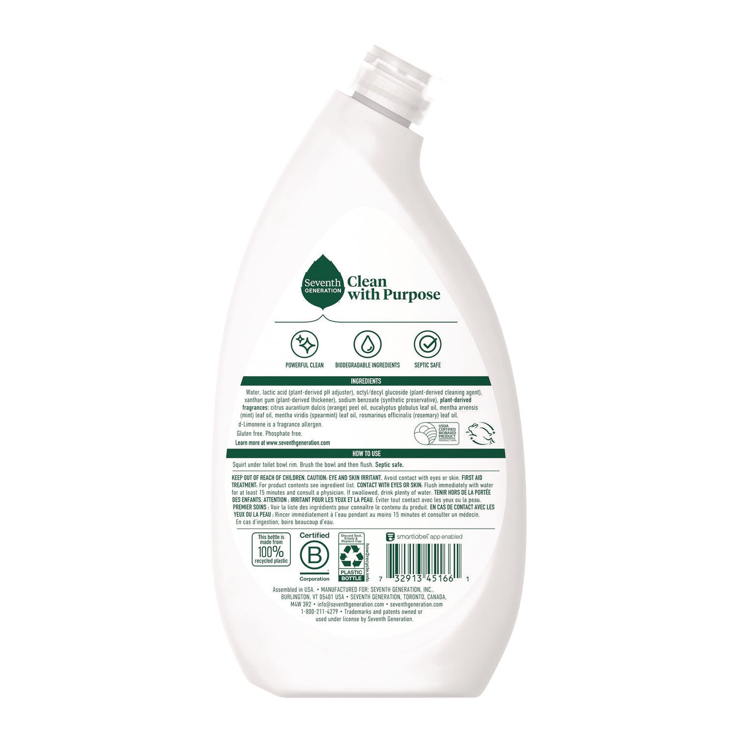 Seventh Generation® Toilet Bowl Cleaner, Fresh Mint Scent, 24 oz Bottle