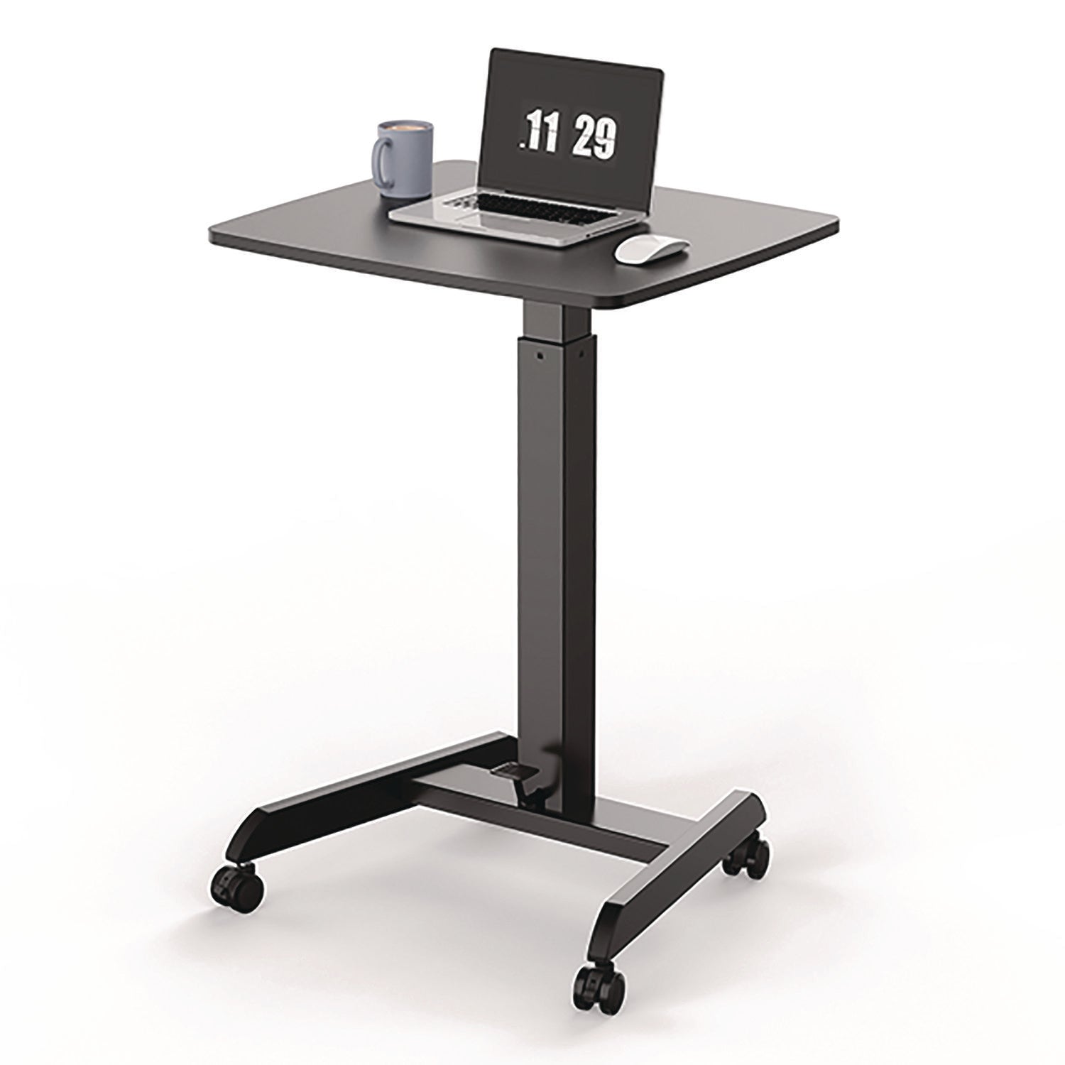 Kantek Mobile Sit-to-Stand Desk, 23.5 x 20.5 x 29.75 to 44.25, Black