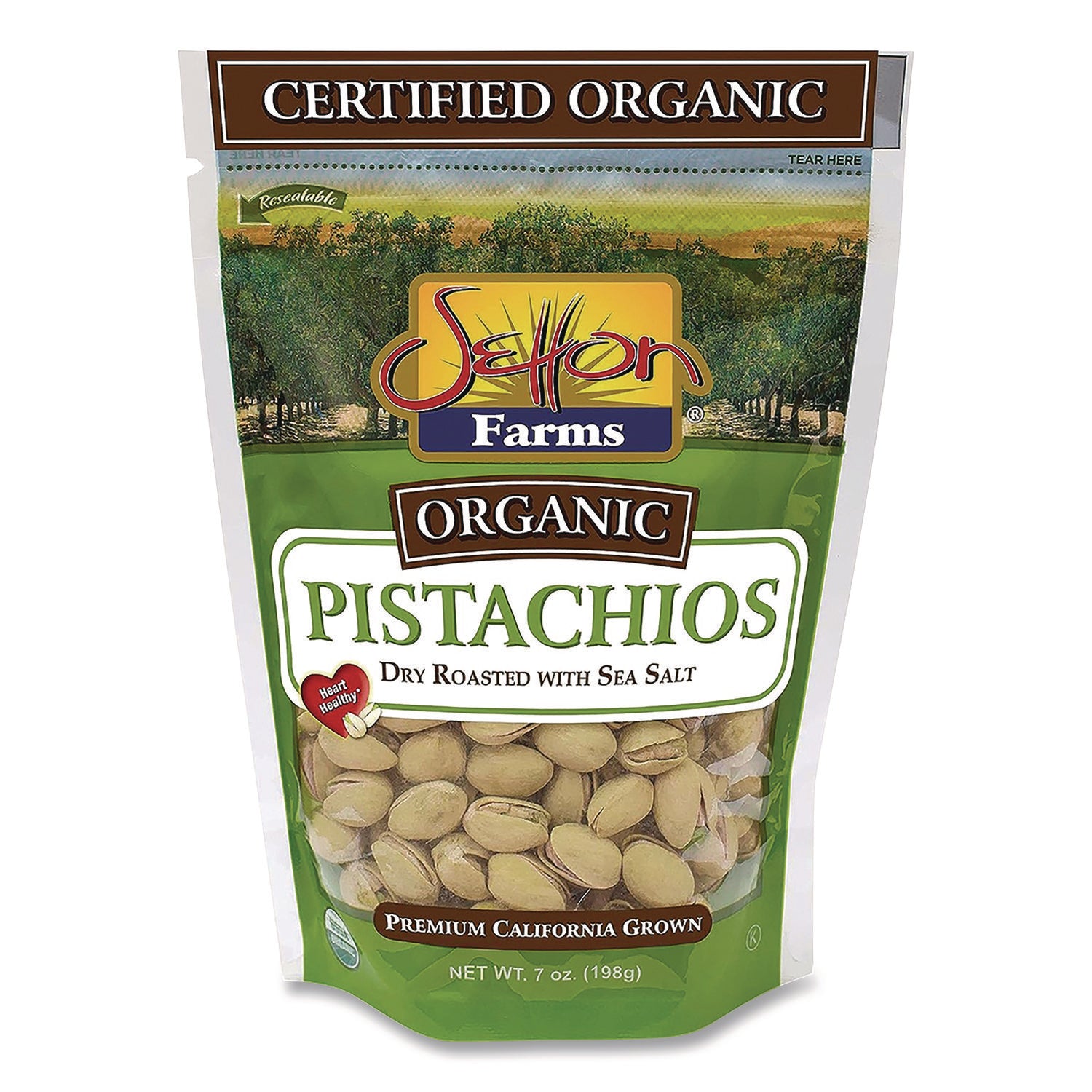 Organic Pistachios, Dry Roasted with Sea Salt, 7 oz Bag, 12/Carton