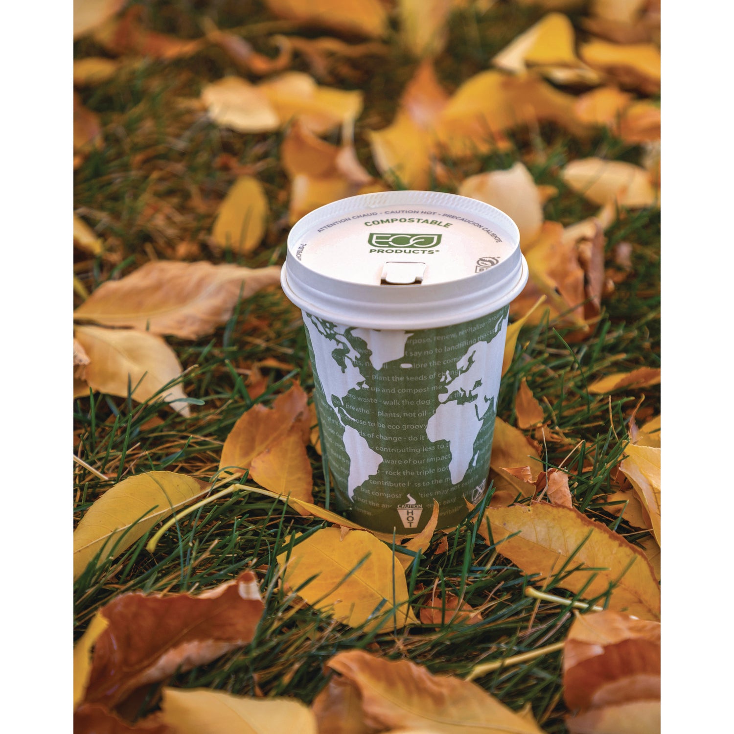 Eco-Products® World Art Renewable and Compostable Insulated Hot Cups, PLA, 12 oz, 40/Packs, 15 Packs/Carton