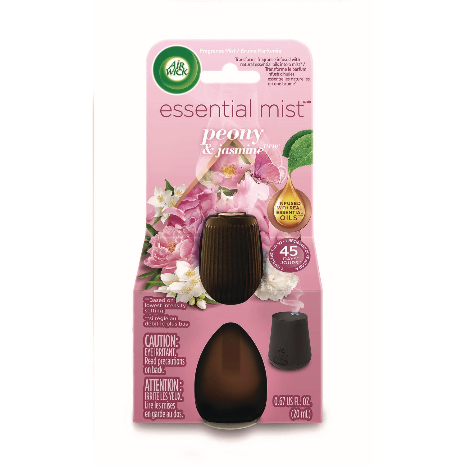 Essential Mist Refill, Peony and Jasmine, 0.67 oz Bottle, 6/Carton