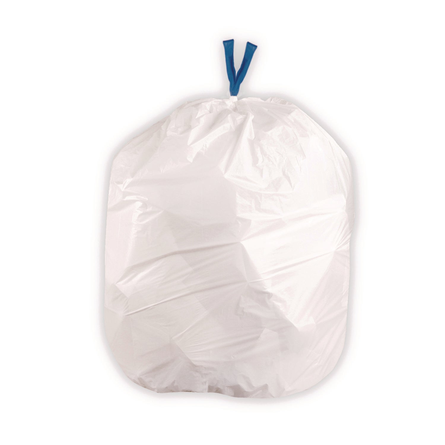 BlueCollar Drawstring Trash Bags, Drawstring, 13 gal, 24" x 28", White, 40 Bags/Roll, 2 Rolls/Box