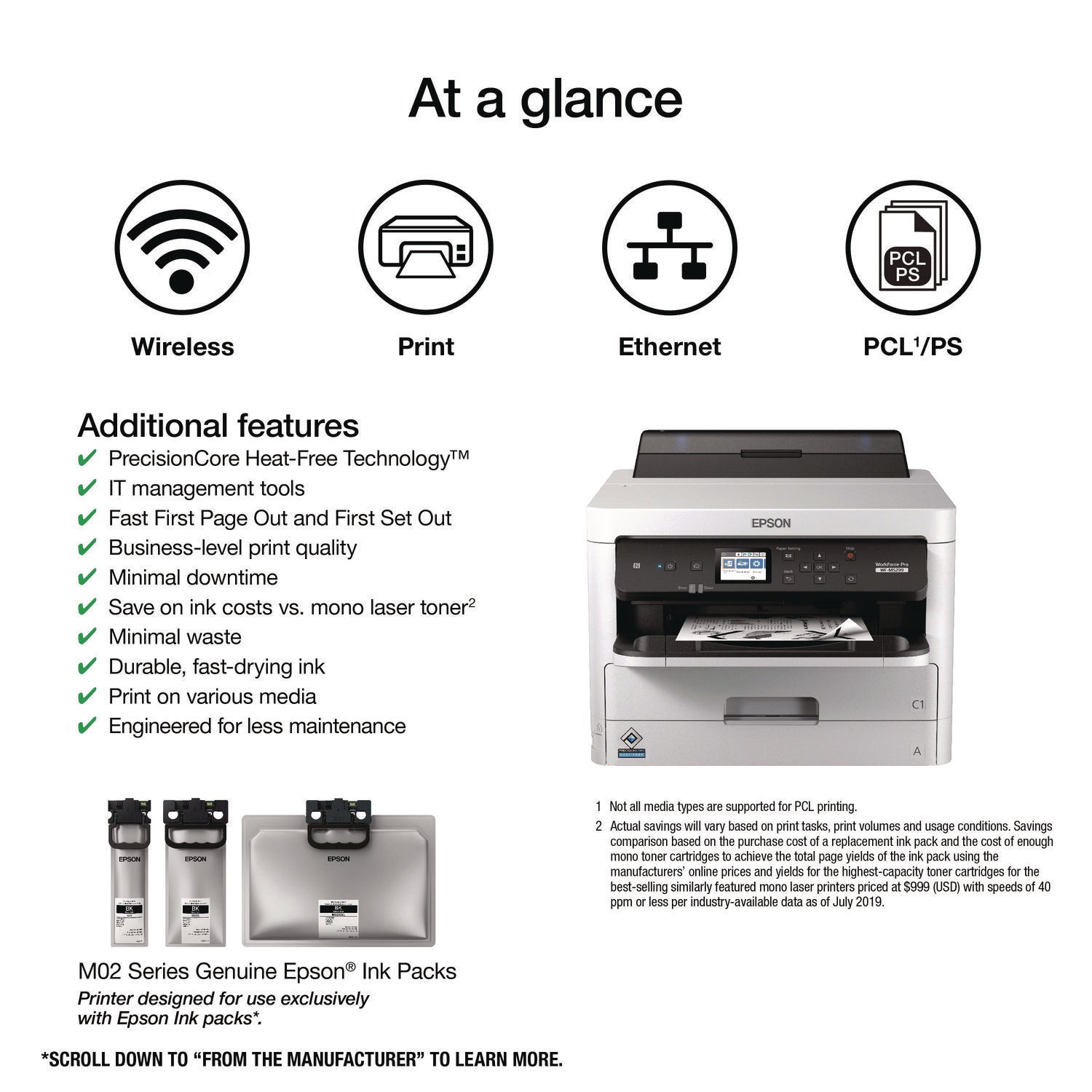 Epson® WorkForce Pro WF-M5299 Monochrome Wireless Inkjet Printer