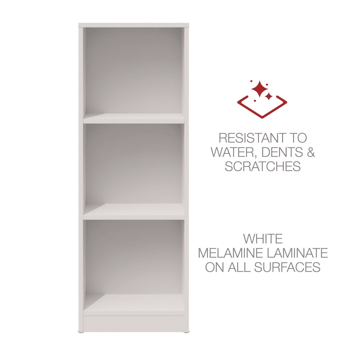 Workspace by Alera® Three-Shelf Narrow-Footprint Bookcase, 15.75" x 11.42" x 44.33", White