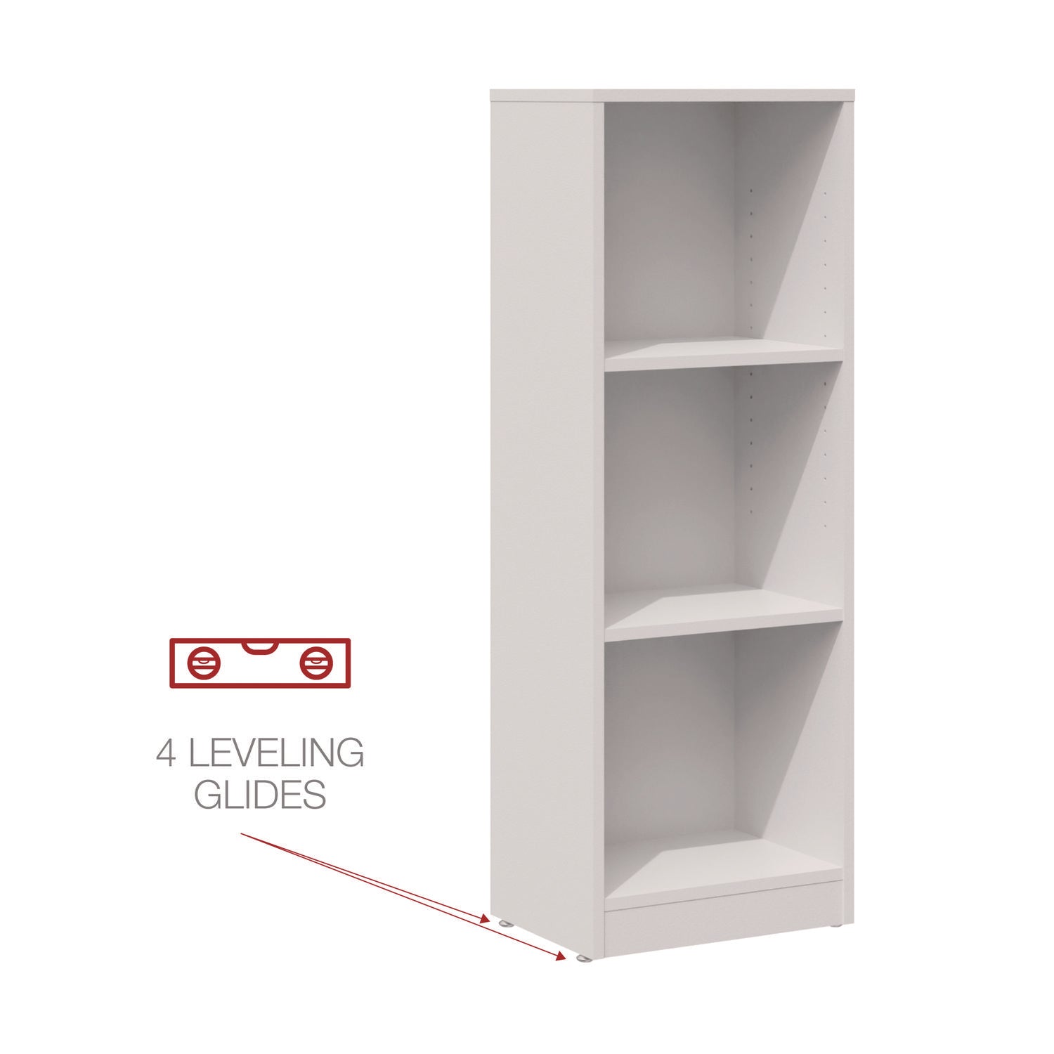 Workspace by Alera® Three-Shelf Narrow-Footprint Bookcase, 15.75" x 11.42" x 44.33", White