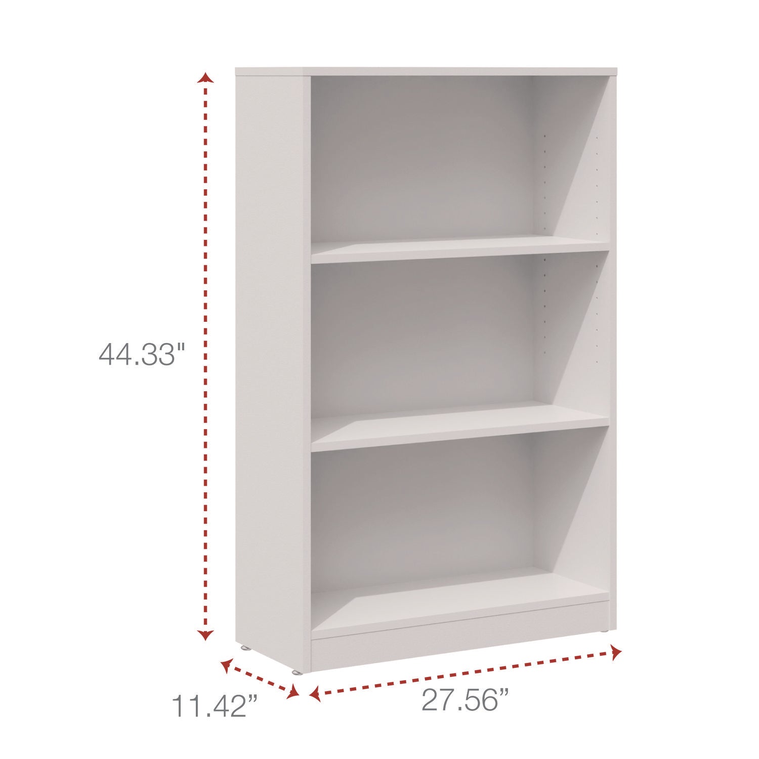 Workspace by Alera® Three-Shelf Bookcase, 27.56" x 11.42" x 44.33", White