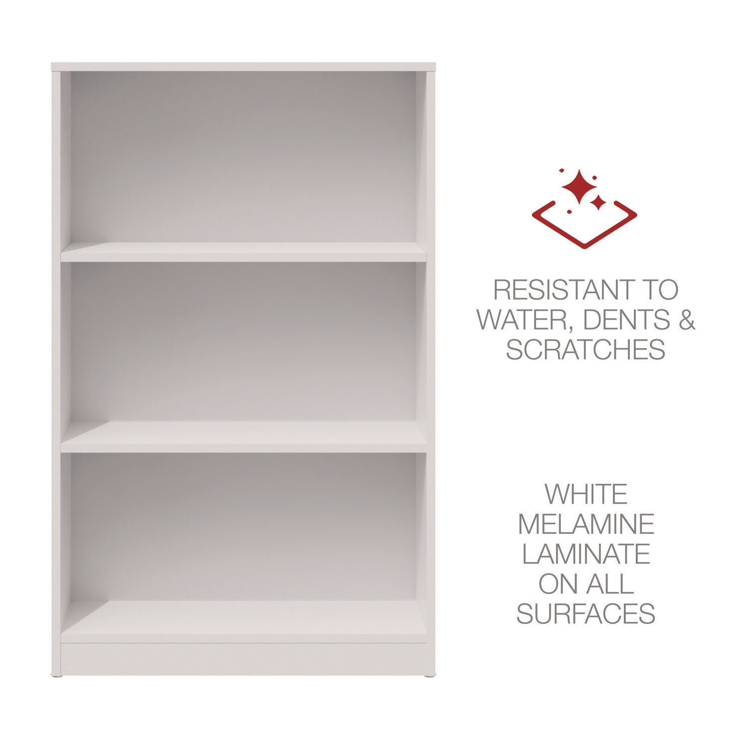 Workspace by Alera® Three-Shelf Bookcase, 27.56" x 11.42" x 44.33", White