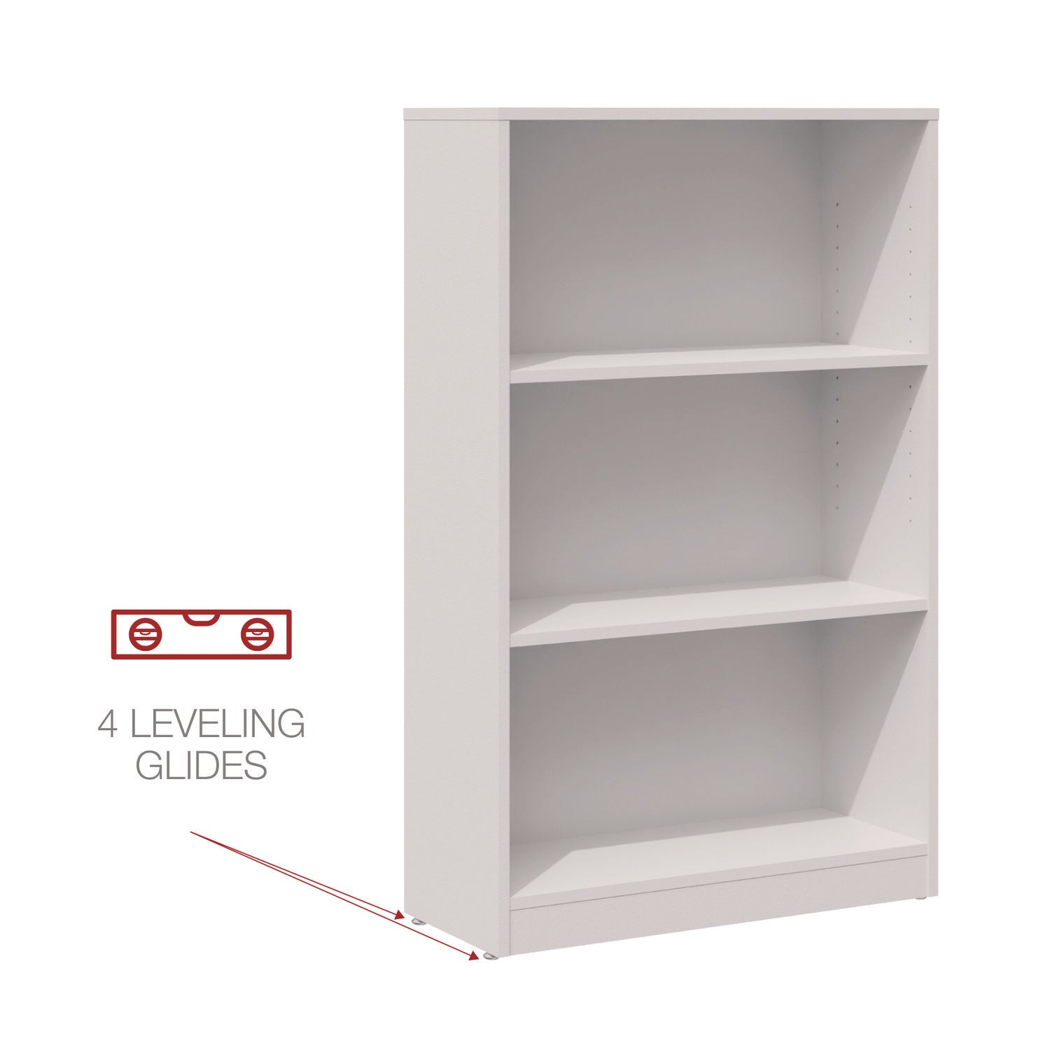 Workspace by Alera® Three-Shelf Bookcase, 27.56" x 11.42" x 44.33", White