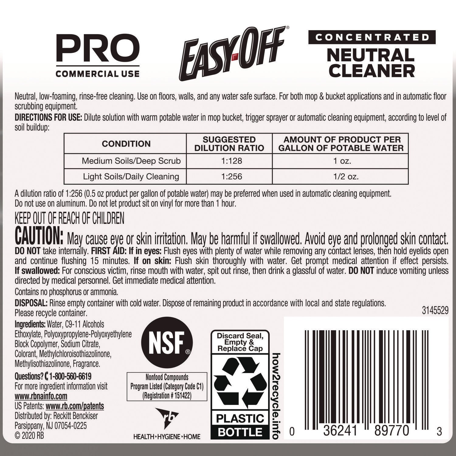 Professional EASY-OFF® Concentrated Neutral Cleaner, 1 gal Bottle, 2/Carton