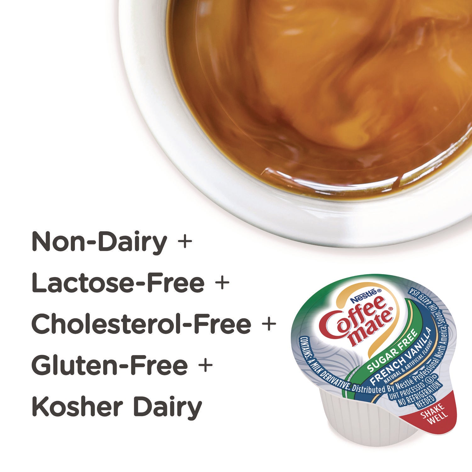 Coffee mate® Liquid Coffee Creamer, Zero Sugar French Vanilla, 0.38 oz Mini Cups, 50/Box