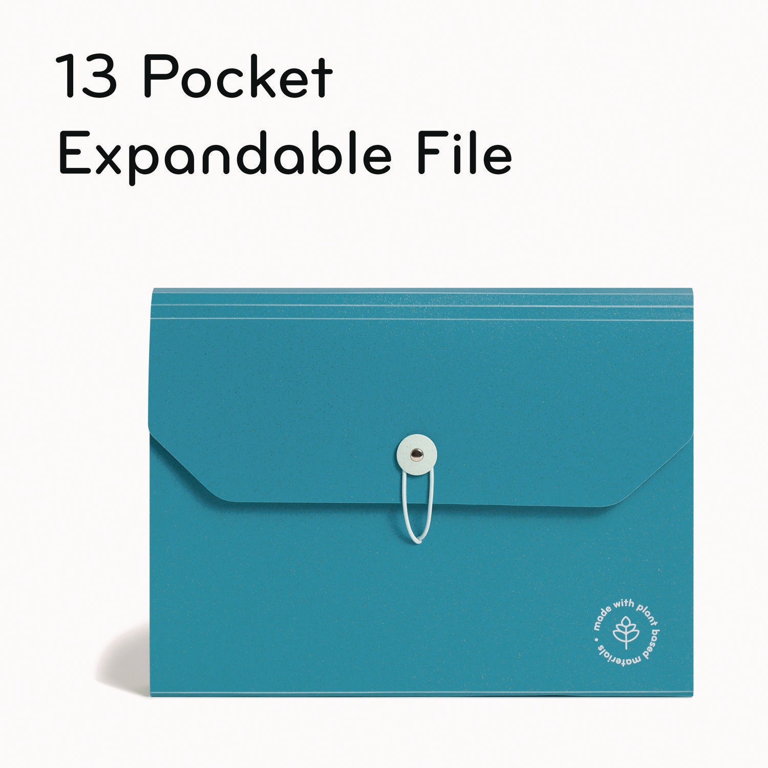 U Brands U-Eco 13-Pocket Expandable File, 9.75" Expansion, 13 Sections; Button/Elastic Closure, 1/12-Cut Tabs, Letter Size, Ocean