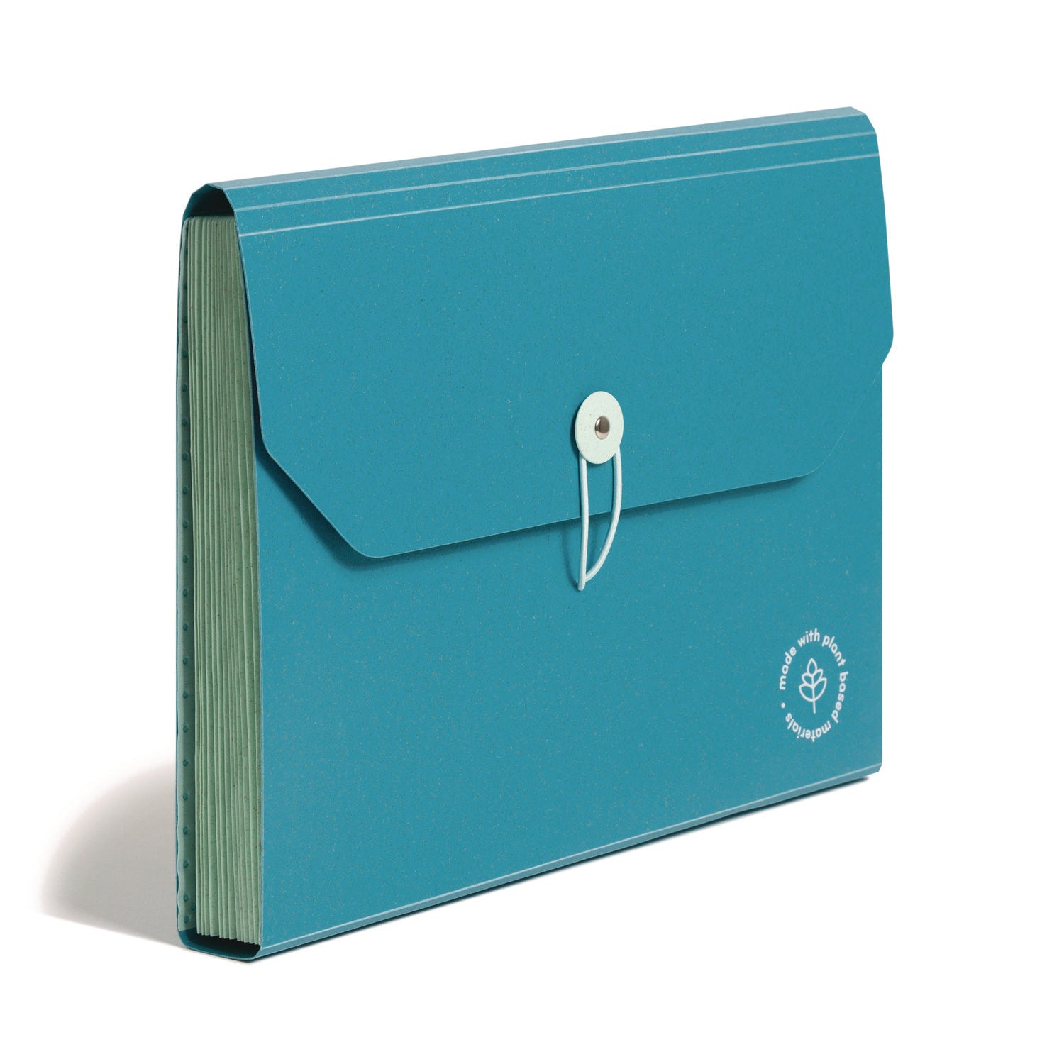 U Brands U-Eco 13-Pocket Expandable File, 9.75" Expansion, 13 Sections; Button/Elastic Closure, 1/12-Cut Tabs, Letter Size, Ocean