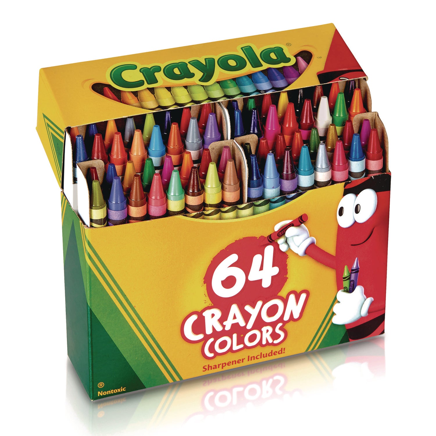 Classic Color Crayons in Flip-Top Pack with Sharpener, 64 Colors/Pack