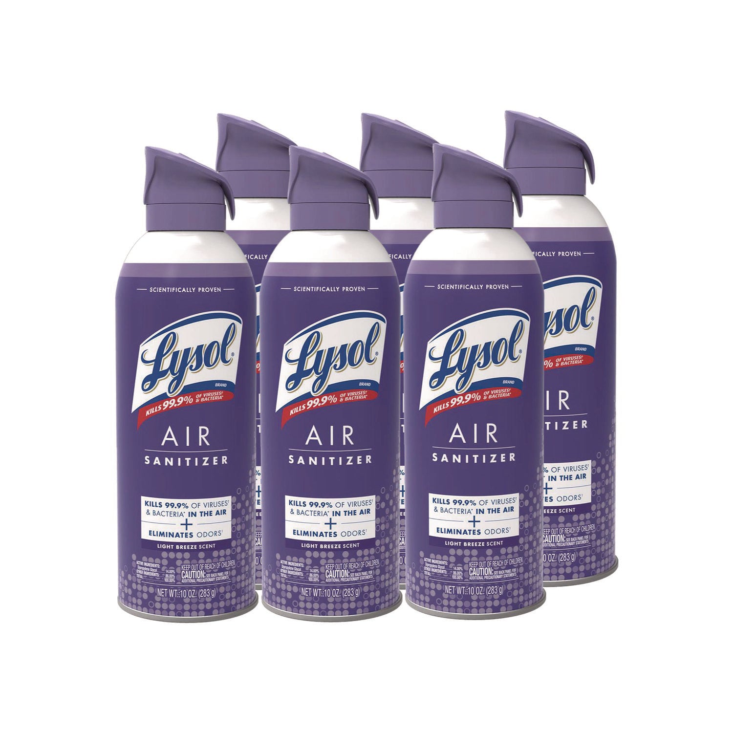 Air Sanitizer Spray, Light Breeze Scent, 10 oz Aerosol Can, 6/Carton