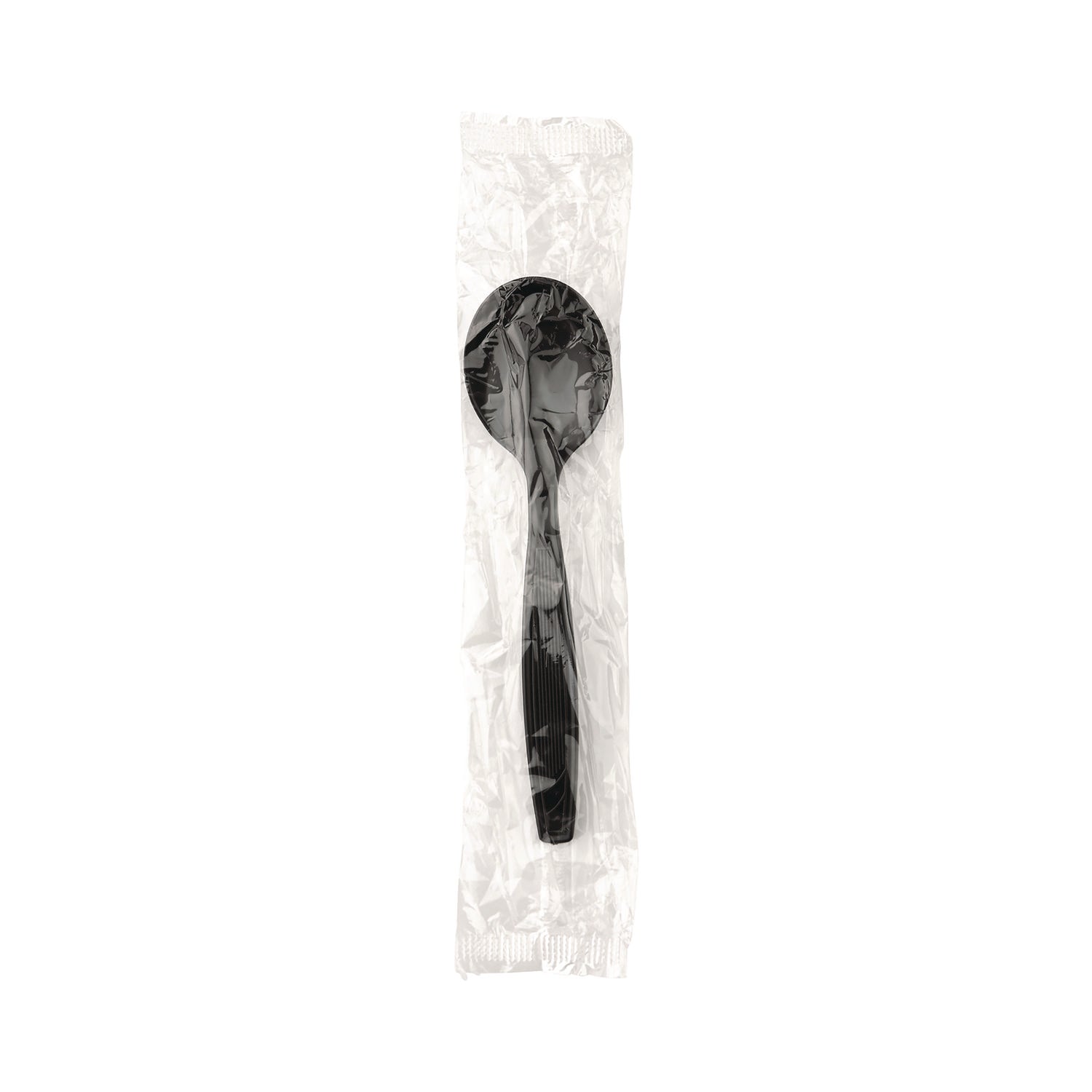 Dixie® Individually Wrapped Heavyweight Soup Spoons, Polystyrene, Black, 1,000/Carton