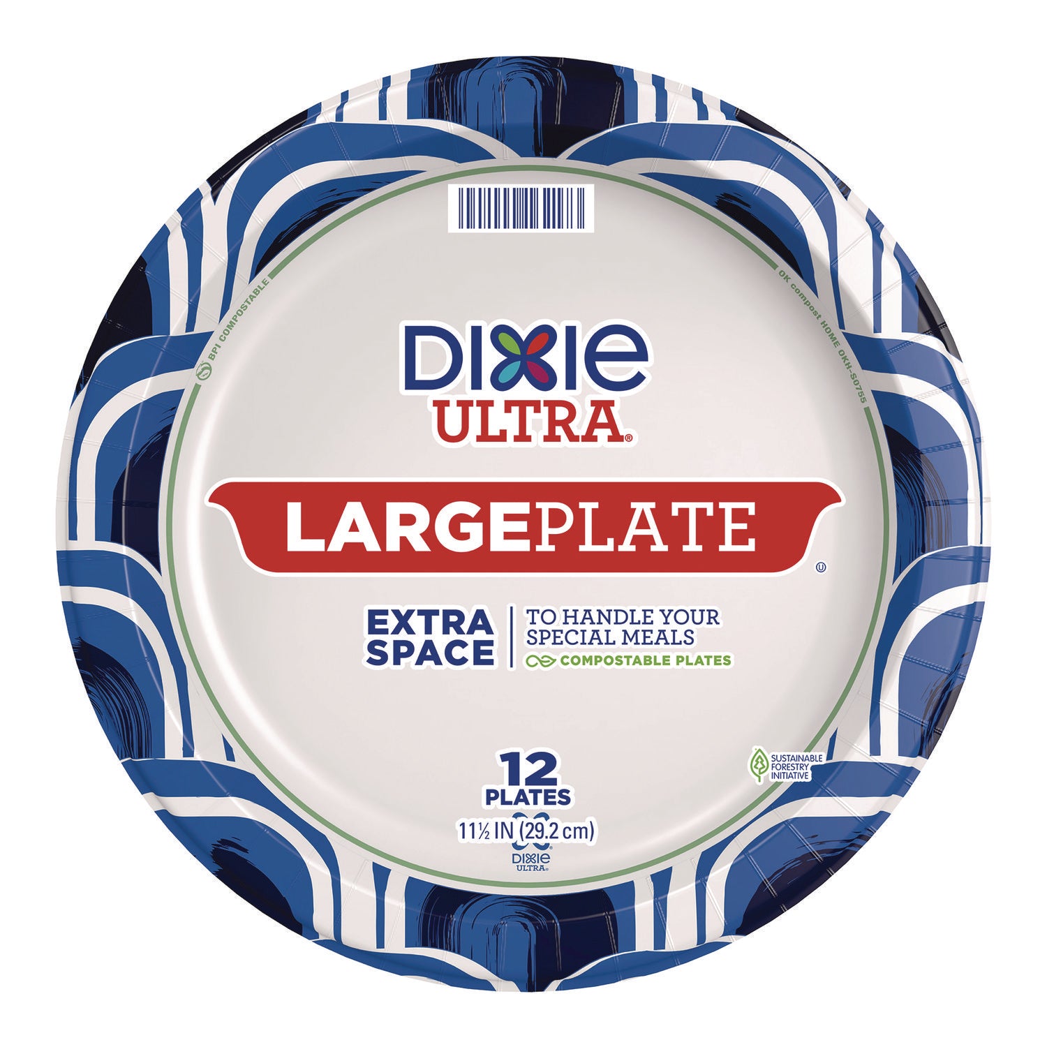 Heavy Duty Disposable Dinnerware, Large Plate, 11.5" dia, Floral, Blue/Yellow/White, 12/Pack Dixie® Flipcost