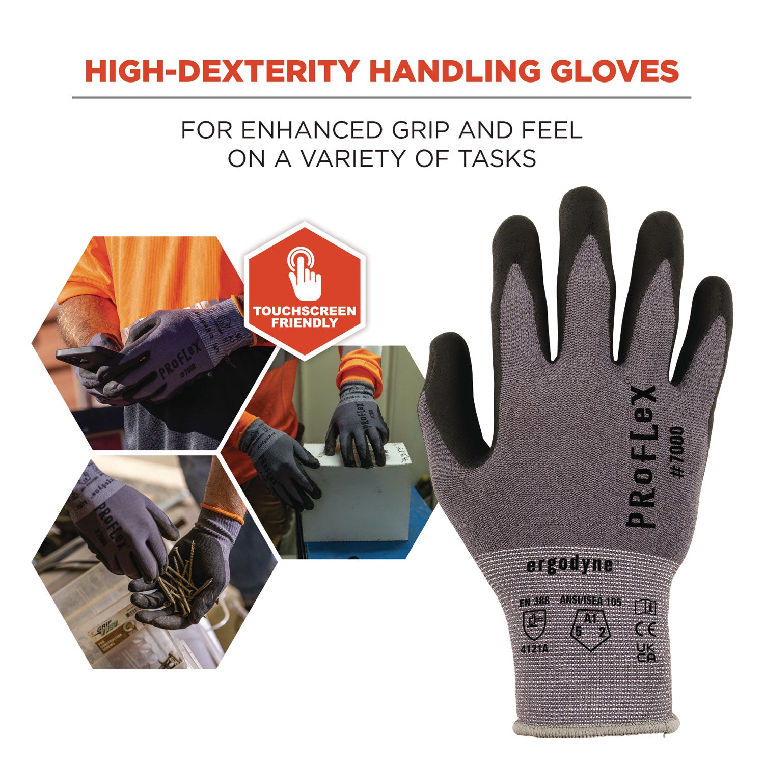 Ergodyne® ProFlex 7000 Nitrile-Coated Gloves Microfoam Palm, Gray, X-Small, 12 Pairs/Pack