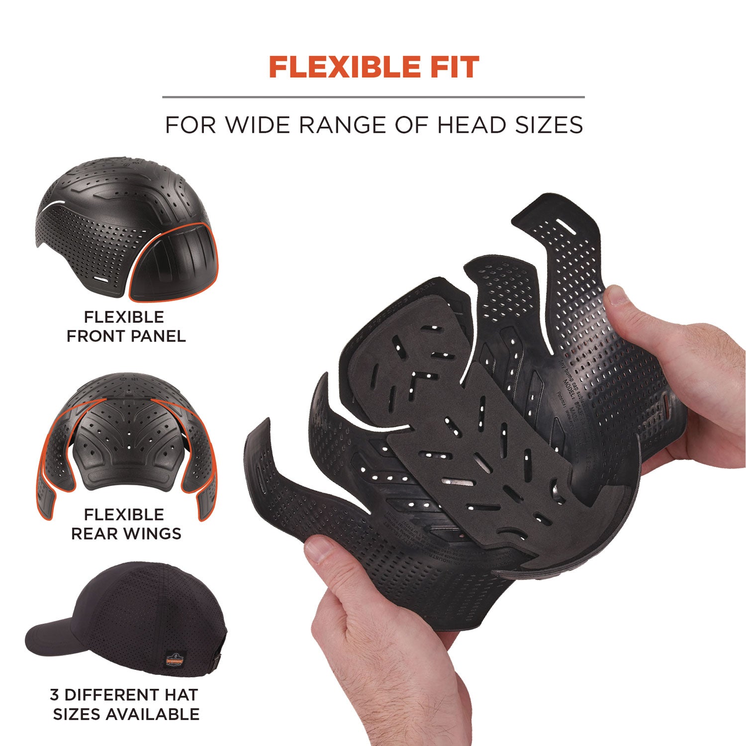 Ergodyne® Skullerz 8947 Lightweight Baseball Hat and Bump Cap Insert, X-Large/2X-Large, Black