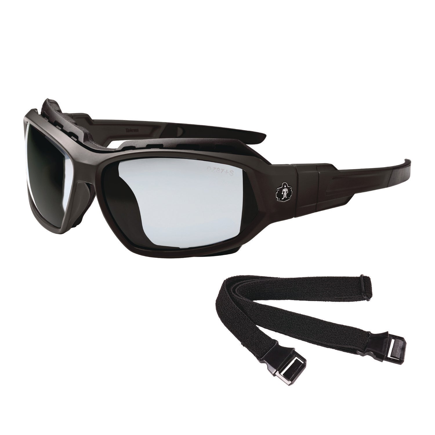 Skullerz LOKI Anti-Scratch/Anti-Fog Convertible Safety Spoggles w/ Strap, Black Nylon Impact Frame, Indoor/Outdoor Poly Lens