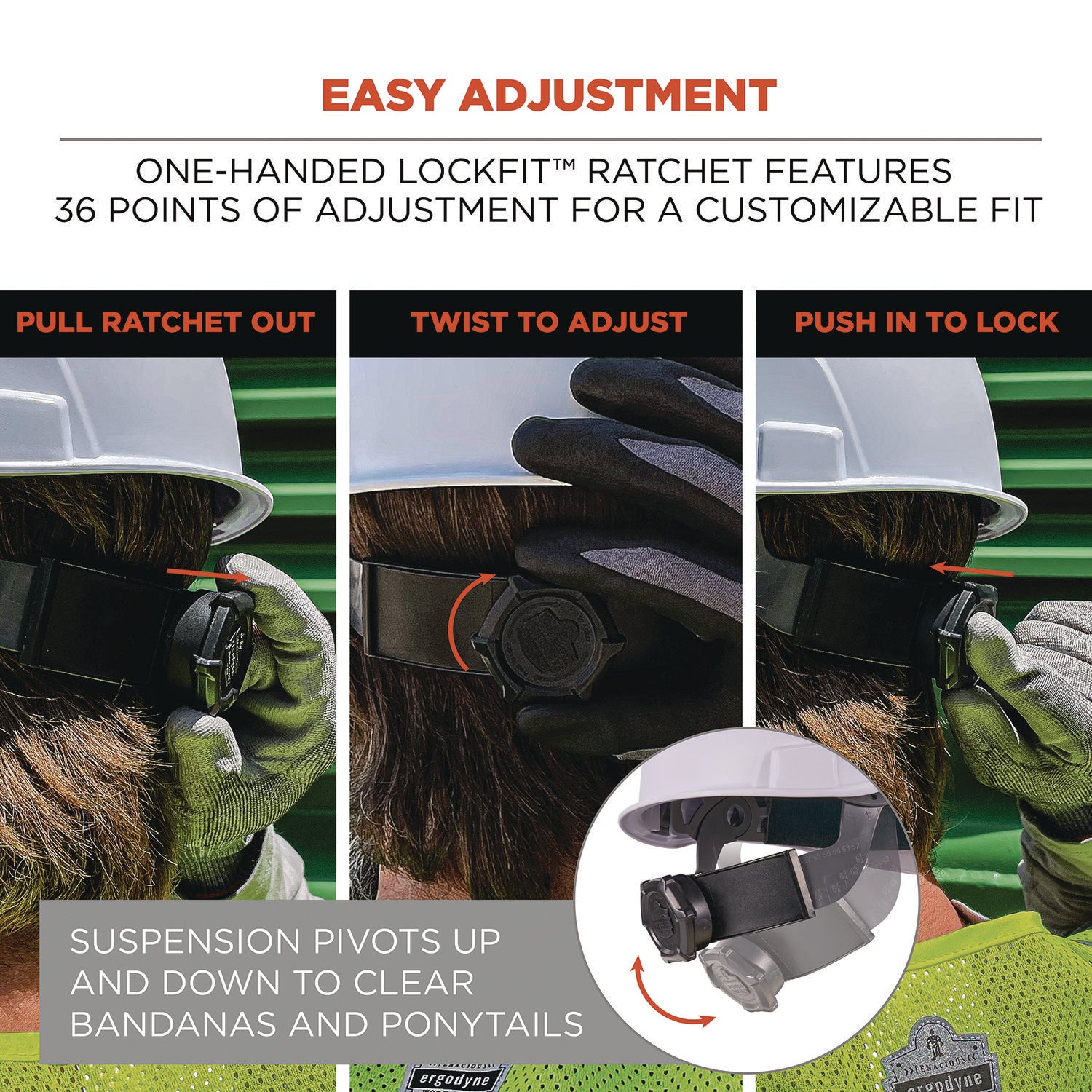 Ergodyne® Skullerz 8969 Class E Lightweight Full Brim Hard Hat, 6-Point Rachet Suspension, Lime