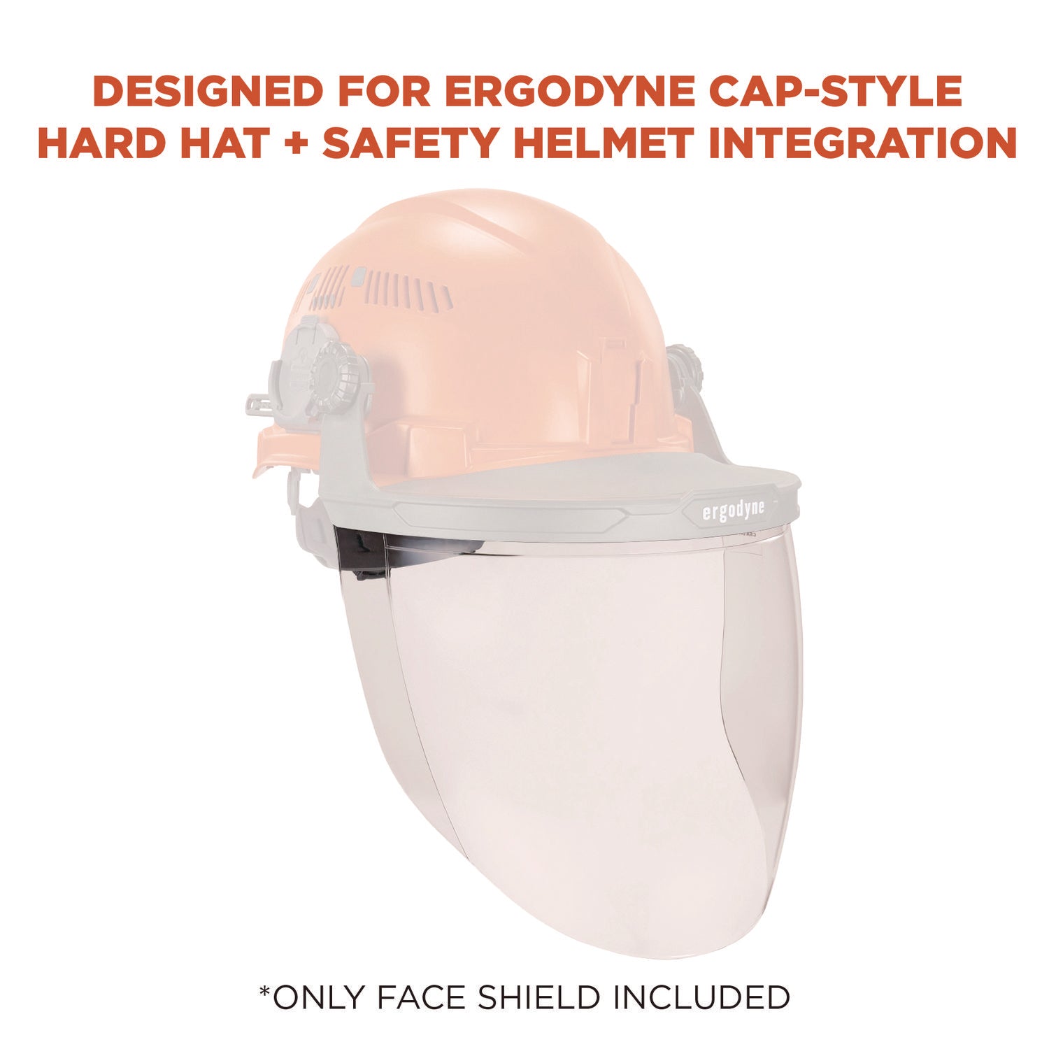 Ergodyne® Skullerz 8997 Anti-Scratch/Anti-Fog Face Shield Replacement, Cap-Style/Safety Helmet, Clear Lens